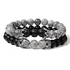 2Pcs 2 Styles Natural Picasso Jasper Beads Stretch Bracelet Set for Women Men MO5189-3-1