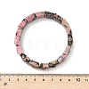Square Natural Rhodonite Beads Stretch Bracelets for Women Men BJEW-C097-06T-5