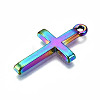 Rainbow Color Alloy Tiny Cross Charms PALLOY-S180-035-RS-3