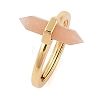 Double Pointed Hexagonal Prism Natural Sunstone Adjustable Rings for Women RJEW-G327-01G-01-1