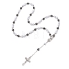 Acrylic & CCB Plastic Beaded Rosary Necklaces with Alloy Cross Pendant NJEW-JN05856-01-4