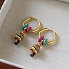 Brass Enamel Hoop Dangle Earrings WG1B0F0-01-4