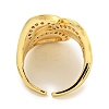 Rack Plating Brass Micro Pave Cubic Zirconia Teardrop Open Cuff Ring for Women RJEW-C082-07G-3