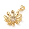 Brass Micro Pave Clear Cubic Zirconia Pendants ZIRC-P121-05A-G-2