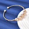 Brass Wire Wrapped Natural  Pearl Cuff Bangles for Women BJEW-D453-06G-3