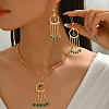 Bohemian Vintage Iron Resin Evil Eye Tassels Pendant Necklaces & Earrings Sets for Women XC5526-4