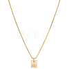 1Pc Stainless Steel Letter Rectangle Pendant Necklaces NJEW-LP0001-34Q-G-1
