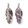 Natural Amethyst Pointed Pendants G-C051-01I-2