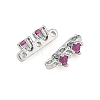 Brass Pave Magenta Cubic Zirconia 3-Hole Spacer Bars KK-C172-05P-2