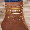 5Pcs Alloy Charm Anklets WG853BB-08-1