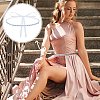 1Pc Rhinestone and White Imitation Pearl Leaf Polyester Belts for Dress AJEW-FG0005-76-5