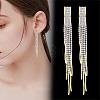 Boho Tassel Chandelier Earrings Cubic Zirconia Long Earrings Crystal Dangling Earrings Long Drop Chain Earrings Long Rhinestone Tassel Earrings for Women JE1070A-5