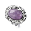 Oval Natural Amethyst Finger Rings RJEW-M063-01P-16-4