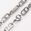 201 Stainless Steel Column and Oval Links Necklace NJEW-F222-21P-2