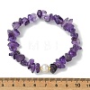 3Pcs 3 Styles Natural Mixed Gemstone Chip & Cultured Freshwater Pearl Beaded Stretch Bracelets Set for Women BJEW-JB13762-03-4