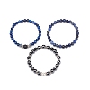 3Pcs 3 Style Natural & Synthetic Mixed Stone Round Beaded Stretch Bracelets Set BJEW-JB08587-7