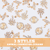 60Pcs 3 Styles Summer Theme Alloy Crystal Rhinestone Connector Charms ALRI-DC0001-02-3