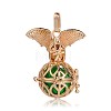 Golden Plated Brass Hollow Round Cage Pendants KK-J252-02G-1