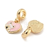 Rack Plating Alloy Enamel Heart with Dog European Dangle Charms FIND-B034-50G-2
