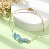 Natural Aquamarine Chips Braided Bead Bracelets BJEW-JB09851-03-2