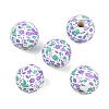 Printed Wood European Beads WOOD-G029-06B-1