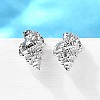 Conch Shape Brass Micro Pave Cubic Zirconia Ear Studs EJEW-D304-32P-4