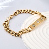304 Stainless Steel Micro Pave Cubic Zirconia Cuban Link Bracelets BJEW-D408-01G-5