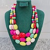 Bohemian Style Acrylic Faceted Rectangle Graduated Beaded 3 Layer Necklaces for Women WGBB337-11-1