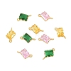 Brass Pave Cubic Zirconia Rectangle Connector Charms KK-P347-05G-1