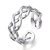 Non-Tarnish 304 Stainless Steel Wave Open Cuff Ring RJEW-N040-36-1