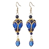 Teardrop Natural Lapis Lazuli & Glass Beaded Dangle Earrings EJEW-MZ00686-03-4