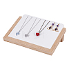 Rectangle Wooden Slant Back Jewelry Display Stands with Imitation Leather Mat for Earrings Necklaces ODIS-WH0079-114A-1