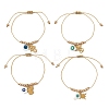 Religion Natural Shell Enamel Evil Eye and Stainless Steel Charm Nylon Cord Braided Bracelets BJEW-JB14285-2