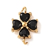 304 Stainless Steel Pave Cubic Zirconia Flower Links Connector Charms STAS-T026-03A-01G-1