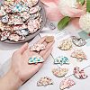  48Pcs 8 Colors Printed Flower Wood Pendants WOOD-NB0002-28-3