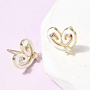 Heart Brass Micro Pave Cubic Zirconia Stud Earring EJEW-H180-15G-4