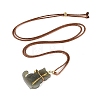 Natural Hetian Jade Cat Pendant Adjustable Cord Necklaces NJEW-N064-02-2