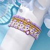 5Pcs 5 Styles Heart Acrylic & Glass Seed Beaded Stretch Bracelet Sets BJEW-JB10473-01-4