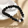 8mm Round Frosted Natural Obsidian & Howlite & Lava Rock Beaded Stretch Bracelets for Women Men AC1855-1-1