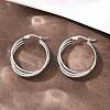 304 Stainless Steel Triple Twist Ring Stud Earrings EJEW-P324-08P-3