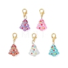 Handmade Bumpy Glass Christmas Tree Pendant Decorations HJEW-JM04171-01-2