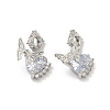 Brass Pave Clear Cubic Zirconia Pendants KK-D228-13P-1