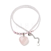 Natural Rose Quartz Heart Pendant Necklaces NJEW-G143-02H-2