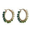 Dyed Natural Malaysia Jade Rondelle Bead & 201 Stainless Steel Hoop Earrings EJEW-JE07415-01-3
