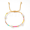 Glass Seed Beads & Imitation Pearl Braided Bead Bracelets QM2357-1-2