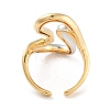 Brass Wave Open Cuff Ring for Women RJEW-C102-21GP-3