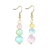 Dyed Natural Selenite Beaded Dangle Earrings for Women EJEW-JE06049-3