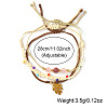 3OPcs 3 Styles Natural Rhodochrosite & Pink Jade & Glass Round Beads Bracelets & Brass Leaf Charm Bracelets Set DI3925-1-3