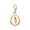 Easter Teadrop Glass Seed Beaded & Alloy Enamel Carrot Pendant Decorations HJEW-MZ00187-07-2