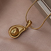304 Stainless Steel with Imitation Pearl and Clear Glass Teardrop Pendant Necklaces EB8017-4